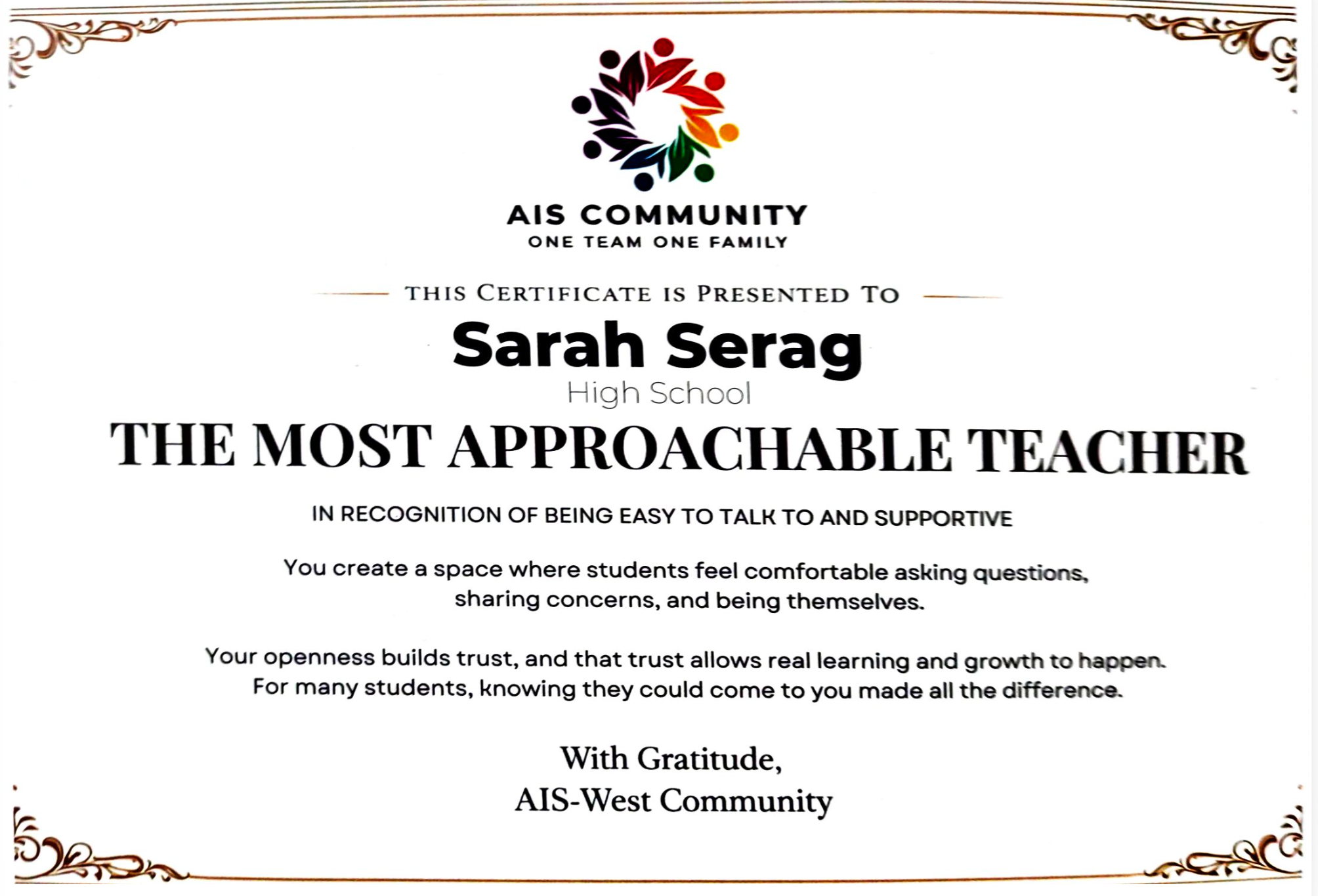 The Most Approachable Teacher