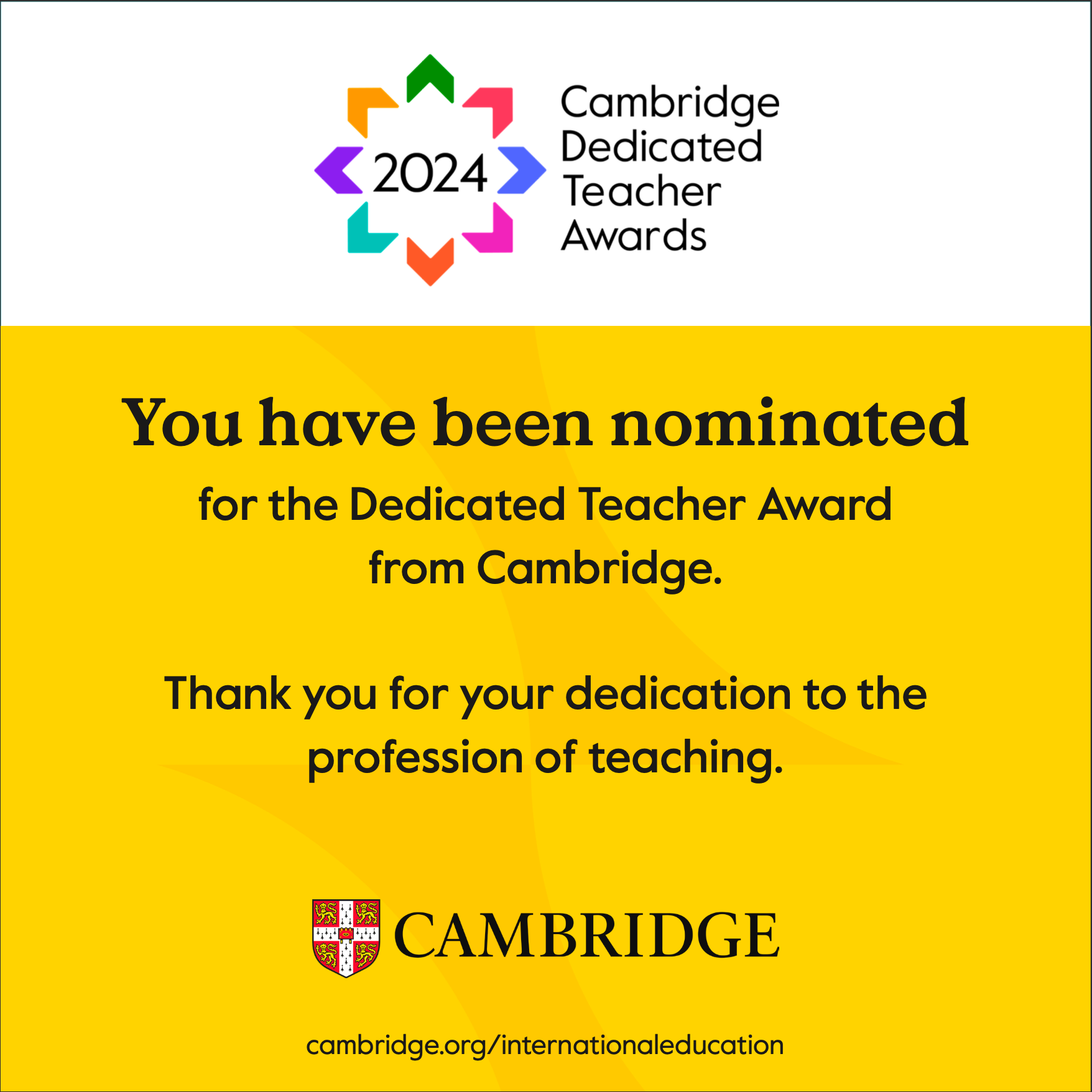 Cambridge Dedicated Teacher Awards