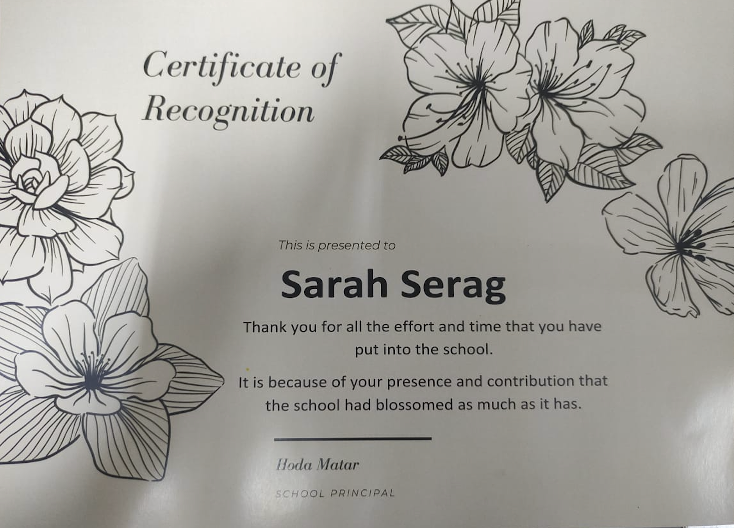 Certificate of Recognition